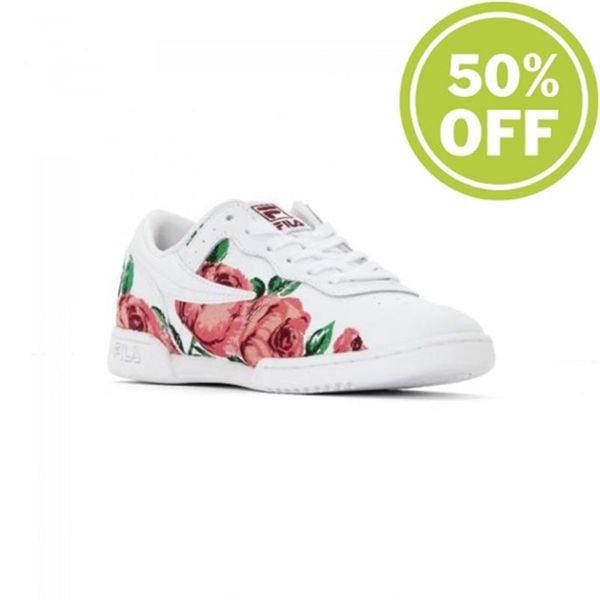 Zapatillas Fila Mujer Blancas / Flores - Original Fitness Embroidery Low-Cut - España 968053FUD